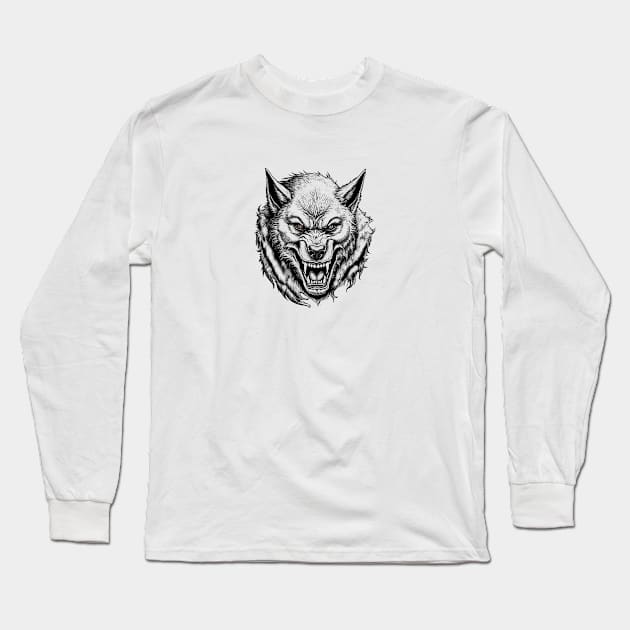 Male Werewolf Head Long Sleeve T-Shirt by Yilsi